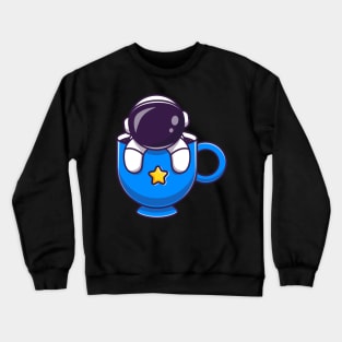 Cute Astronaut In Cup Coffee Cartoon Crewneck Sweatshirt